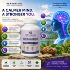 Ashwagandha 200 mg + L-Theanine 200 mg + Magnesium 75 mg - Stress and Relaxation Support - 120 Vegan Capsules