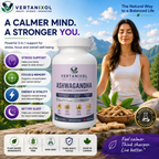 Ashwagandha 200 mg + L-Theanine 200 mg + Magnesium 75 mg - Stress and Relaxation Support - 120 Vegan Capsules