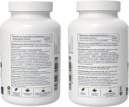 NMN-Nicotinamide Mononucleotide-Cellular Energy & NAD Support-120 Vegan Capsules 600 mg