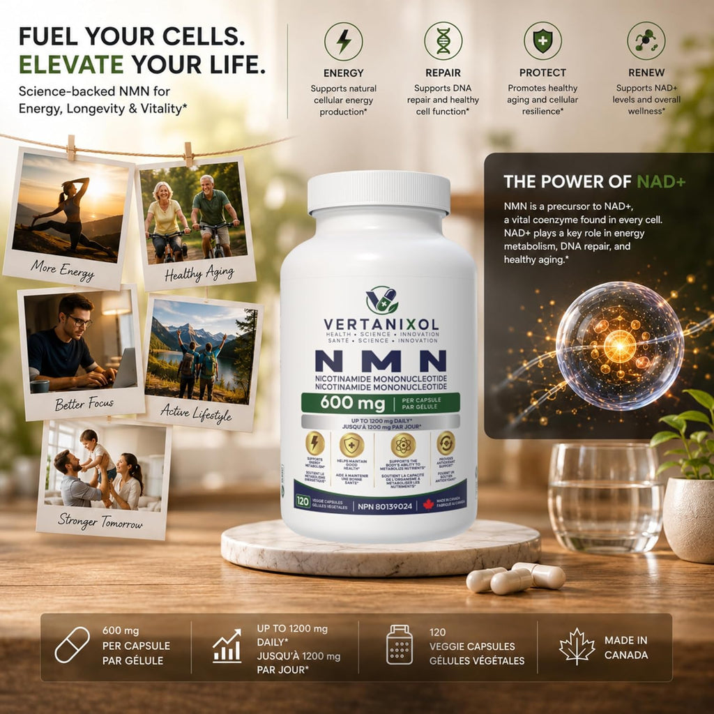 NMN-Nicotinamide Mononucleotide-Cellular Energy & NAD Support-120 Vegan Capsules 600 mg