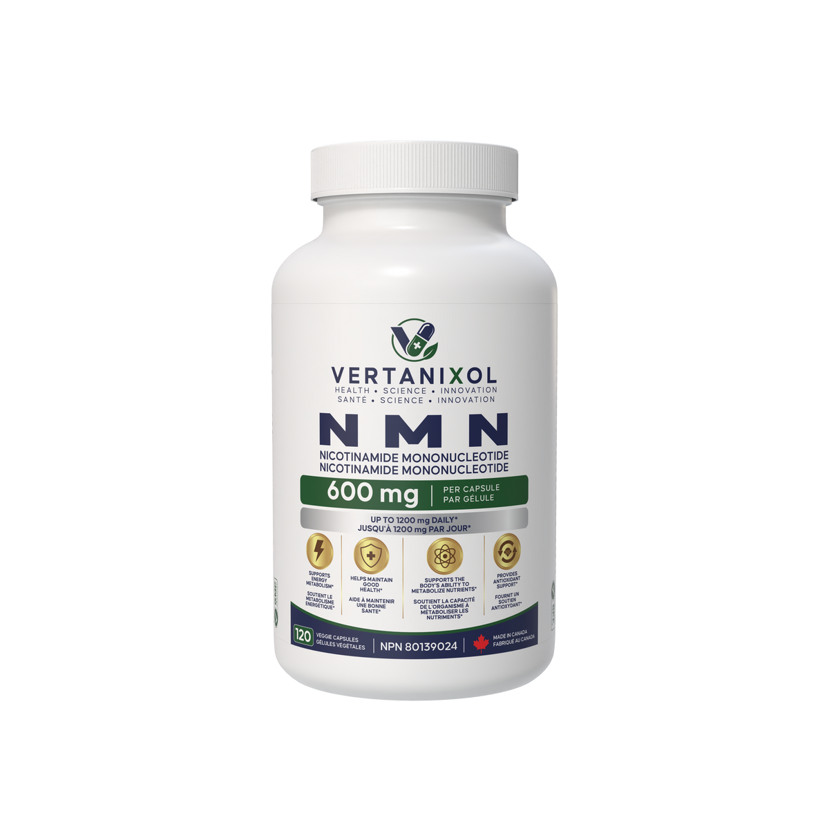 NMN-Nicotinamide Mononucleotide-Cellular Energy & NAD Support-120 Vegan Capsules 600 mg